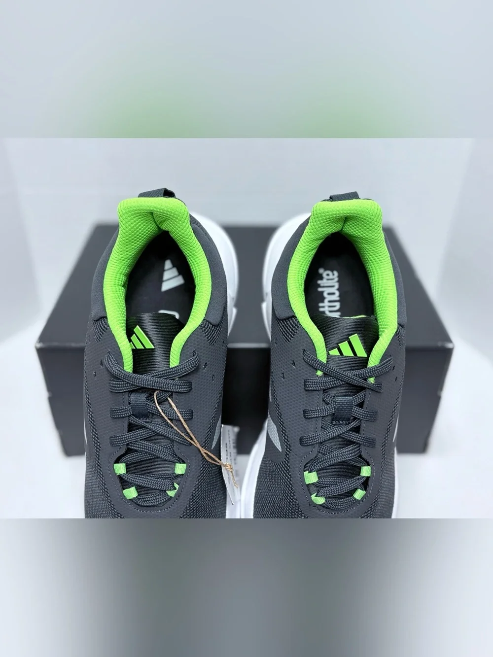 adidas CloudFoam Men's Athletic Running Shoes - Gray white & Neon Green